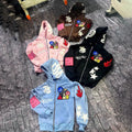 US Free Tax Custom Streetwear Acid Washed Distressed Chenille Applique Embroidery Raw Hem Sun Faded Zip up Hoodies