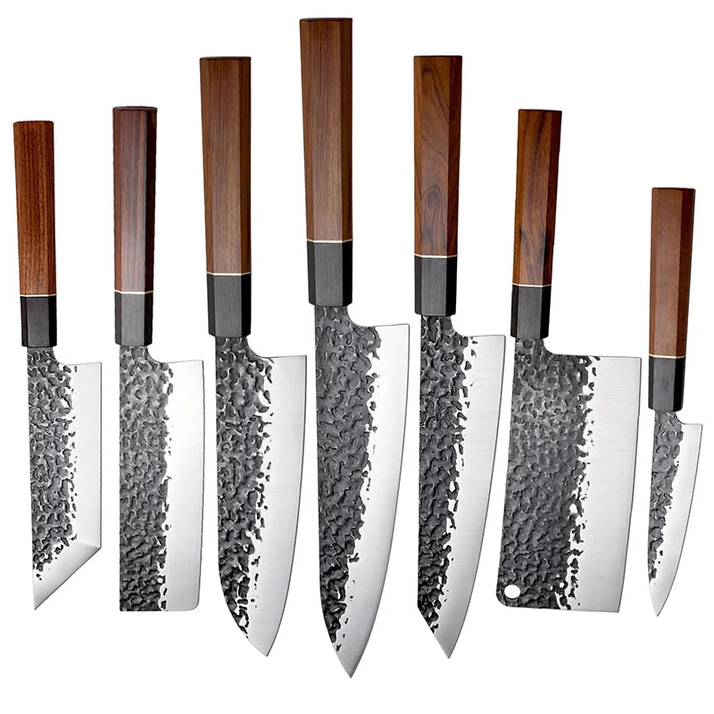 Japanese Chef's Knife Set Hand Forged 5Cr15Mov High Carbon Steel Kitchen Cooking Knife Fruit Slicing Fish Santoku Butcher Knife