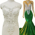 WDP-295 Hot Design Beaded Applique Patches Rhinestone With Necklace for Wedding Dress