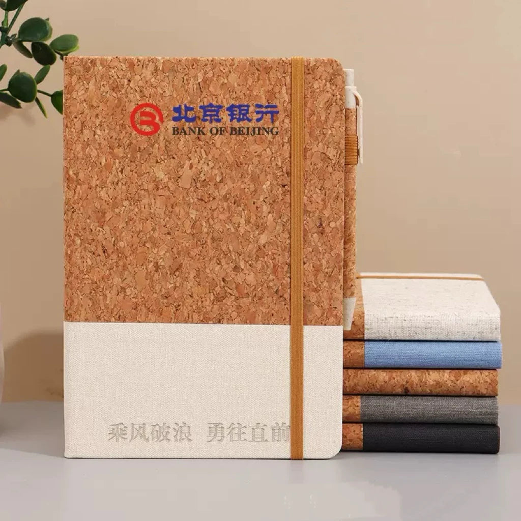 Eco-friendly Cork Leather Notebook A5 Wood Cover Elastic Journal Promotional Corporate Gift Diary Wholesale