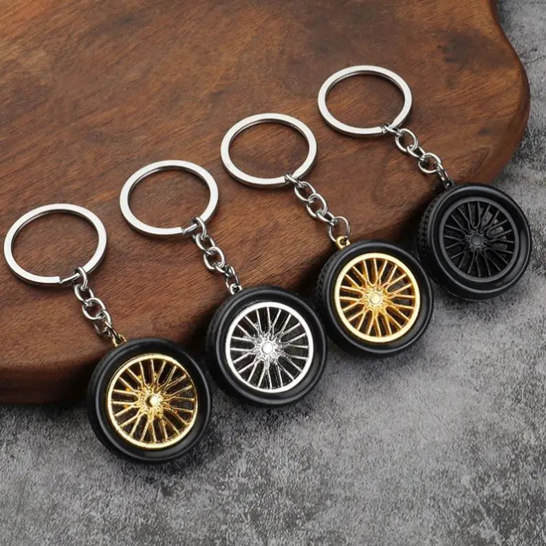 PVC Soft Rubber Key Ring Car Mini Tire Designer Keychain Decoration Accessories Simulation Cartoon Small Racing Tire Key Chain