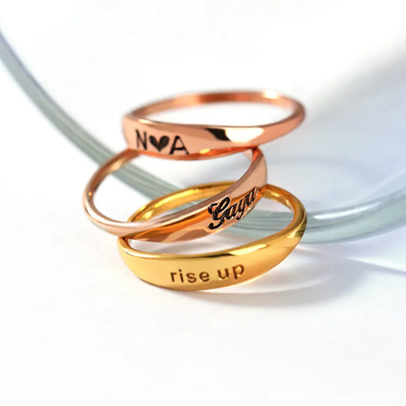 MICCI Custom Women's Stainless Steel Finger Ring Non Tarnish Free Waterproof with Engraved Zodiac Sign & Name Logo for Parties