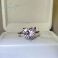 Silver 925 Original 5 Carat Brilliant Cut Diamond Test Past D Color Heart Moissanite Wedding Ring for Women Gemstone Jewelry