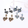 Statement Blue Gemstone Geometric Earrings Crystal Rhinestone Earrings for Women Wedding Jewelry