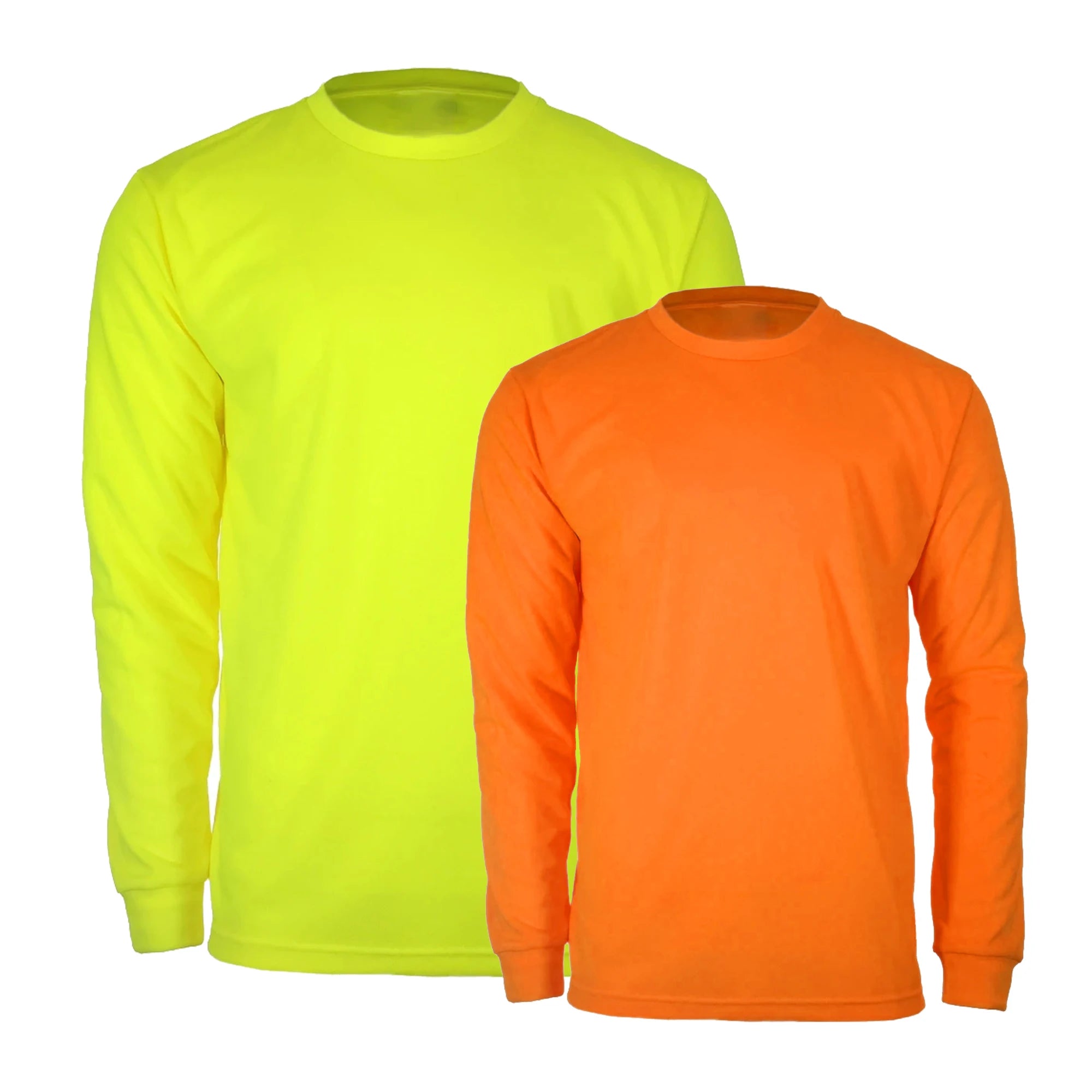 ZUJA Customized Long Sleeve Orange Yellow Safety T- Shirt Wholesale Rib Cuff Comfortable Safety T-Shirt