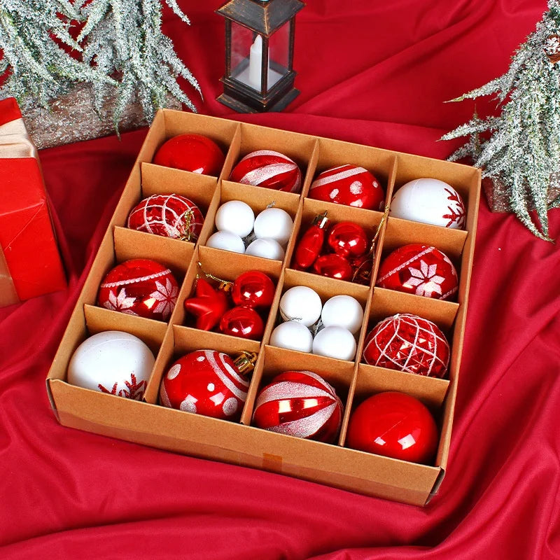 Painting Hanging Pendant Electroplating Ball Holiday Decoration Mixed Box 42 PCS Christmas Ball Set