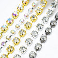 SS38 8mm Gold Silver Claw Metal Rhinestone Cup Chain Glass AB Crystal Trim Sew on Clothing Shoes Jewelry DIY Fashion Accessories