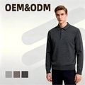 Custom Labels Wholesale Autumn Winter Mens Long Sleeve 100% Merino Wool Polo Collar Sweater