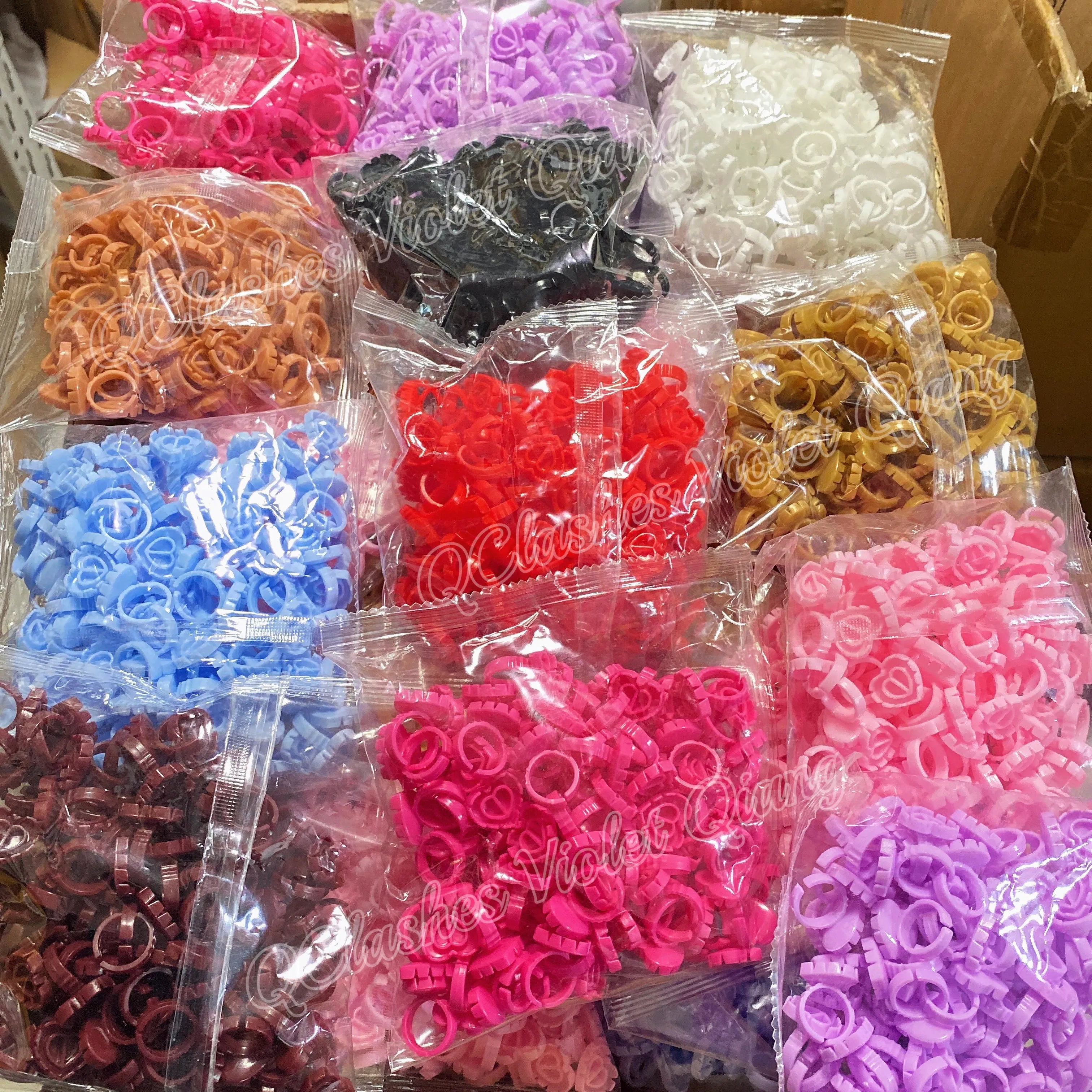 Wholesale 100Pcs/Bag Disposable Blooming Cup Tattoo Pigment Holder Container Eyelash Extension Glue Ring Lash Tools Supplier