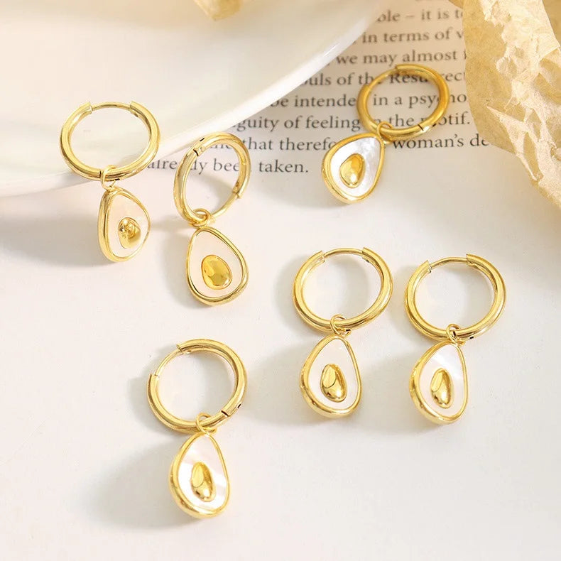 New Trendy Temperament Avocado Model Color Shell Earrings Geometric Elegant Earrings Boucle d Oreille Acier Inoxydable