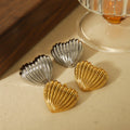Hot-selling Anti-allergy High-grade love Earrings Titanium Steel Heart-shaped Vertical Stripes 18k Gold Fashion Cuff Earrings