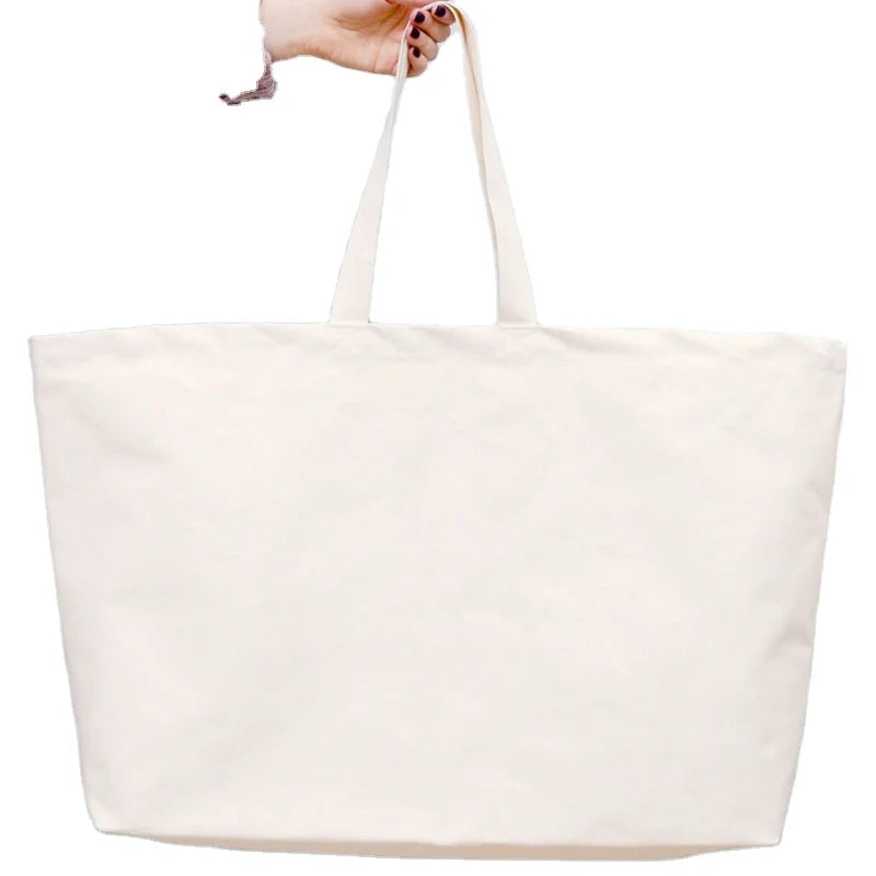 Wholesale Fashionable Reusable Ladies Canvas Extra Large Cotton Beach Tote Carry Bag With Custom Printed Logo
