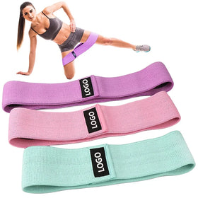 Custom Logo Set of 3 Exercise Stretch Fabric Body Fitness Loop Bands Custom Printed Resistance Bands for Gym Fitness Elastics