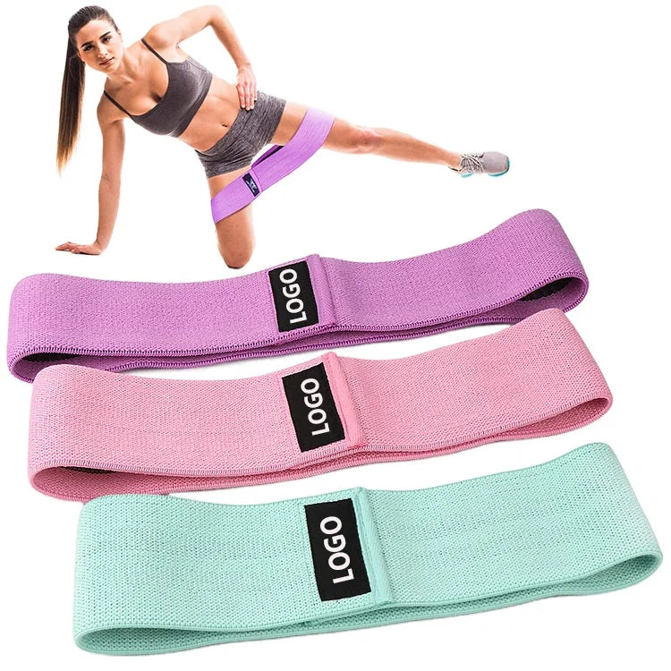 Custom Logo Set of 3 Exercise Stretch Hip Circle Fabric Body Band Fitness Loop Bands Resistance Band for Gym Fitness Elastics