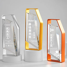 Gold Silver Bronze Metal Crystal Trophy Awards MH-NJ0300