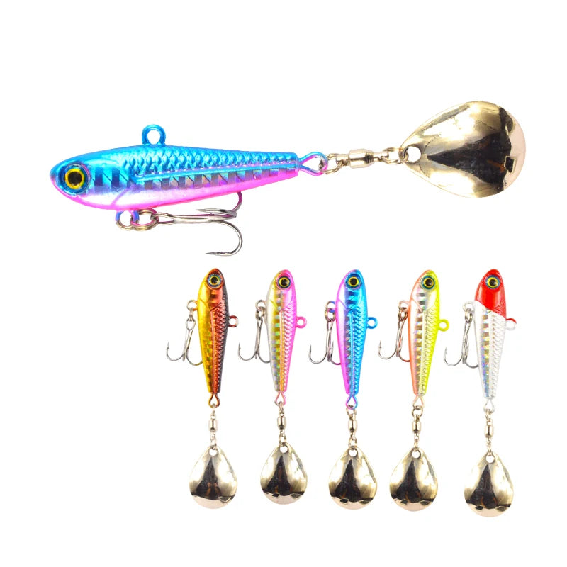 Spinner Bait Bass Fishing Lures Metal VIB Fishing Jig Spoon 50mm 24g Metal Jig with High Speed Spoon