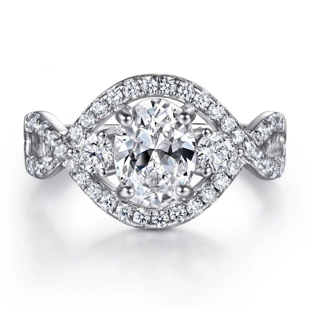 Luxury Oval Cut 1.5ct Prong Setting Rhodium Plated Thick 18K Gold Plated 925 Sterling Silver Engagement Wedding Ring