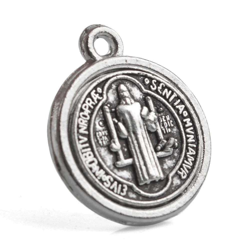 St Benedict Alloy Pendant Religious Catholic High Quality 15mm Metal Medal Pendant
