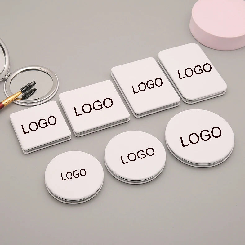 Custom Mini Magnifying Portable Makeup Cosmetic Compact Mirror Pu Leather Double Sided Pocket Mirror for Women Girls Kids Gift