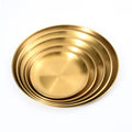 Wholesale Korean Style Round Stainless Steel Gold Chargers Metal Serving Dinner Plate Dish Wedding Decorative Tray