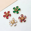 Delicate Colorful Zircon Pendant Gold Plated Rhinestone Plum Blossom Flower Pendant for Handmade Jewelry Making
