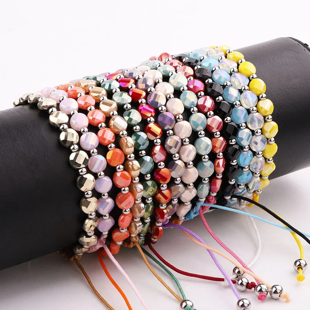 New Design Colorful Glass Crystal Beads AB Colored Birthstone Handmade Friendship Macrame Bracelet Women MegaBDM