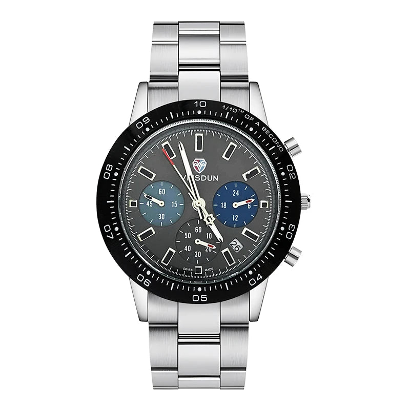 Men Watch Business Multi Time Zone Wristwatch Three Small Pointers Are Not Functioning Waterproof Feature Analog Date Watch