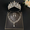 Vintage Bridal Crown Set Women's Party Beauty Pageant Tiara Rhinestone Wedding Engagement Gift Link Chain Necklace