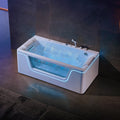 1700 mm 1 Person Indoor Balneotherapy Bathtub whirlpool with Glass Screen Acrylic Bathroom Soaking Hydrotherapy Massage Tub