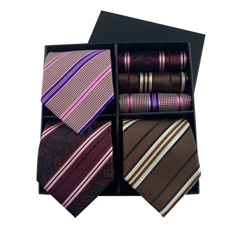 Men Ties and Hanky Set Custom Men Necktie Set Gift Box Fashion Mens Ties and Pocket Square Set