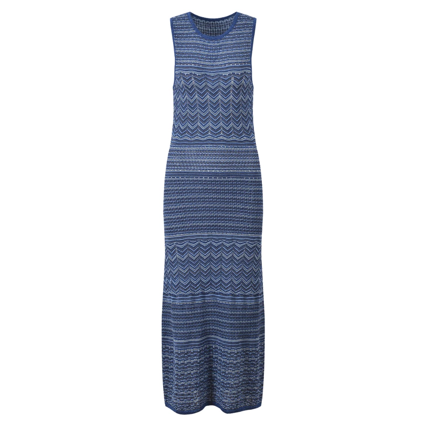 2025 Summer Women's Latest A-Line Wave Knitted Maxi Collar Sleeveless Designed for Casual Holiday Fashionable Ladies' Striped