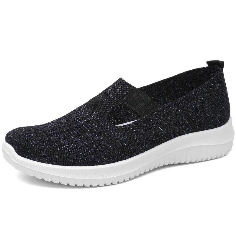 Women's Solid Colour Fashion Loafers Thick Bottom Wear Ladies Casual Shoes Hollow Breathable Ladies Outdoor Walking Shoes