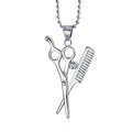 Necklace 925 Sterling Silver Barber Accessories Barber Shop Haircut Scissors Comb Pendant Necklace for Women Men