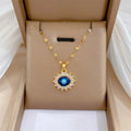 Wholesale Stainless Steel 18k Gold Plated Women Luxury Fashion Collar Chain Blue Oval Eye Necklace