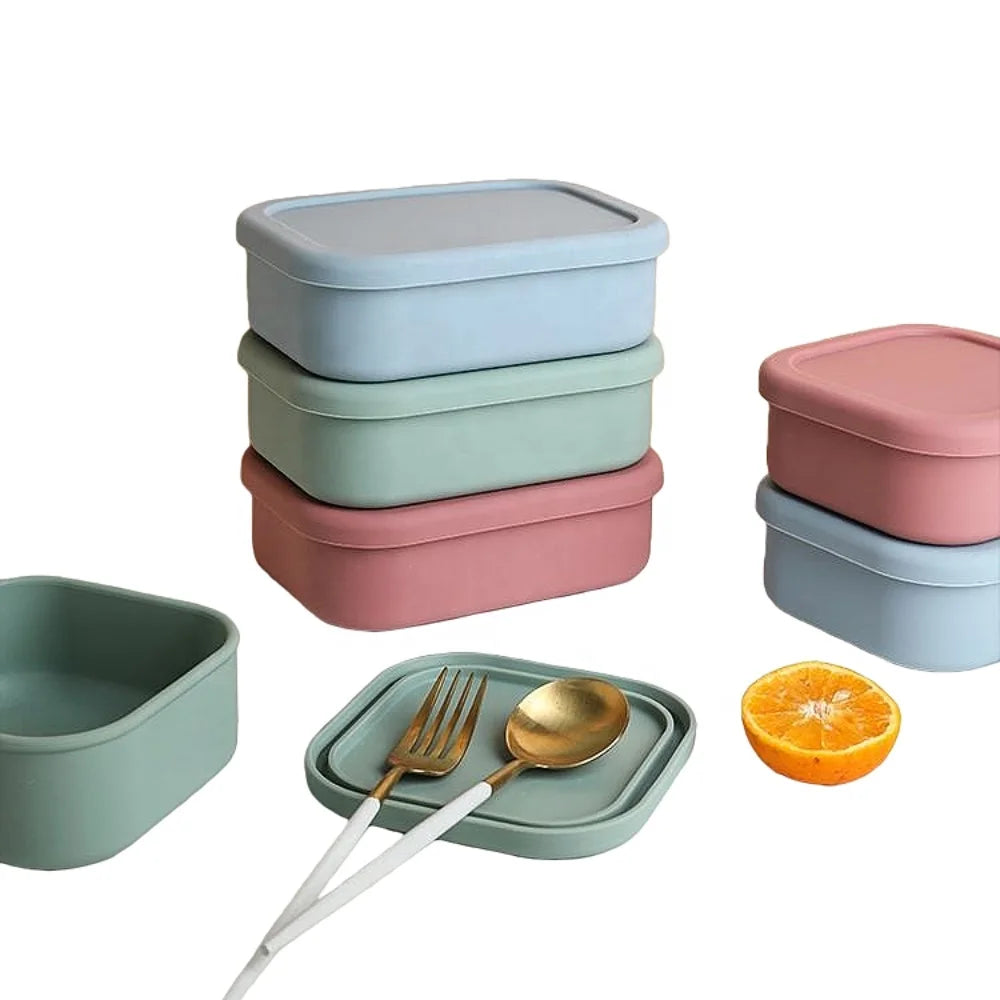 Rectangular Silicone Food Box Food Grade Silicone High Temperature Resist Leak Proof Snack Fruits Storage Box With Lid