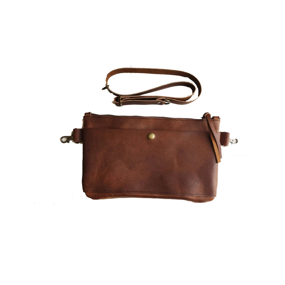 Men's Leather Waterproof Messenger Shoulder Chest Backpack & Crossbody Bag-Small Size for Everyday Use Sunglasses Phone & Wallet