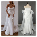 8770#  Real Photos Custom Exquisite Strapless Split Front Detachable Lace Sleeve Beading Mermaid Wedding Dress Bridal Gown