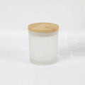 Custom Glass Frosted Candle Jar with Bamboo Wooden Lids Candle Accessories Glass Vessel Supplies for Scented Soy Wax Candles