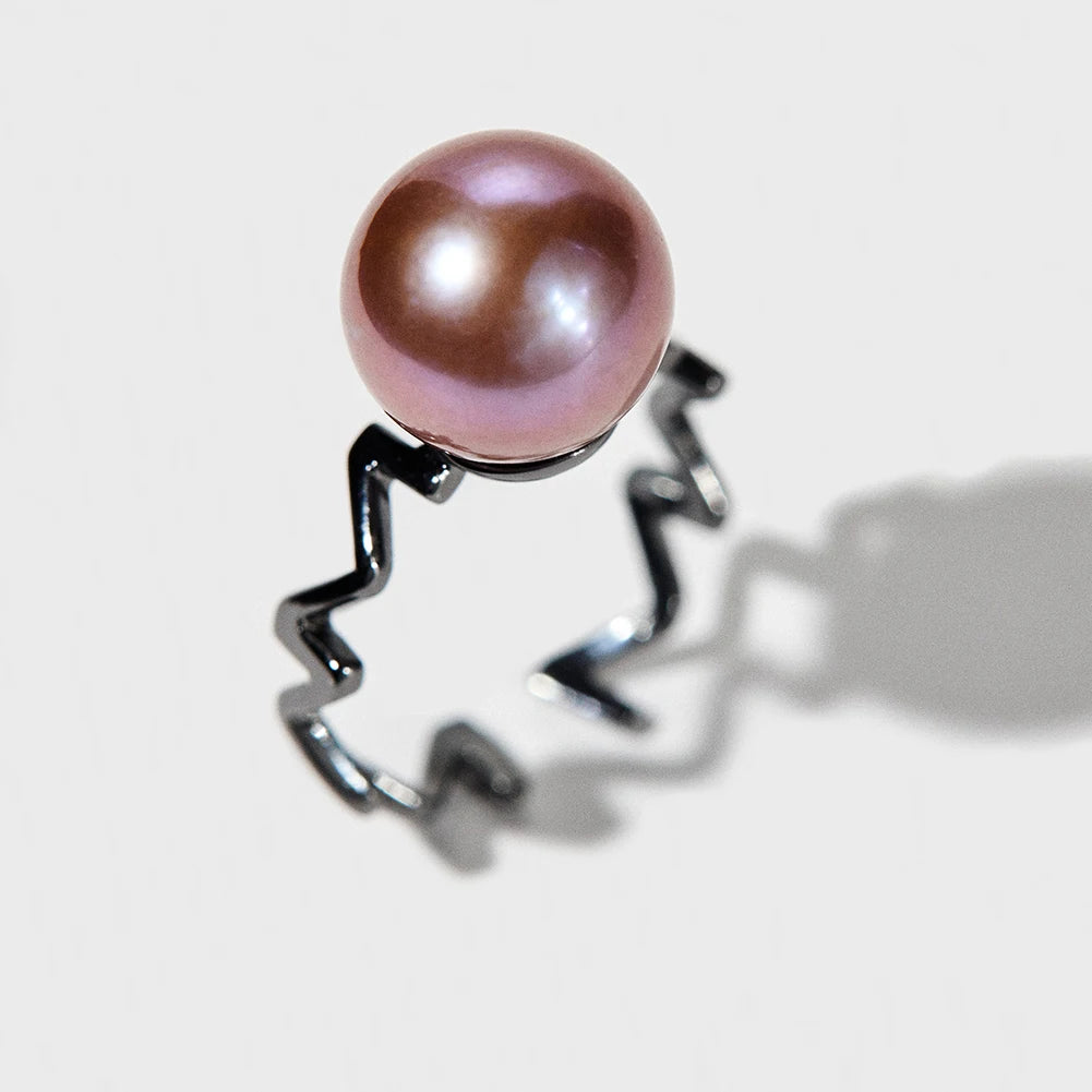 Vintage Prestige 925 Sterling Silver ECG Purple Pearl Ring Silver Plated Natural AAAAA Grade Custom Personalized