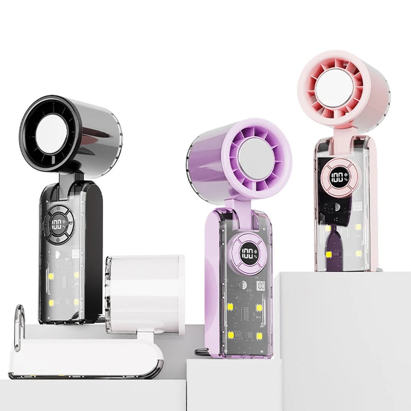 Hot 100-level Stepless Knob Adjustment Ice Cooling Fan Small Cordless Turbo Fan Electric Led Handheld Fan with Cooling Plate MegaBDM
