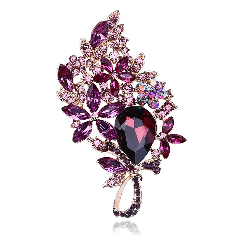 High End Rhinestone Brooch Pin Crystal Brooches Luxury Women for Mother'day Gift