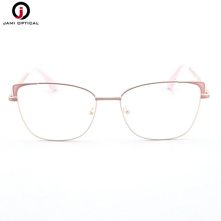New Fashion Metal Eyeglasses for Women Retro Square Print Pattern Optical Frame Glasses