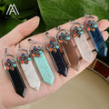 7 Chakra Stone Crystal Point Pendant Silver Charm Healing Energy Jewelry DIY Findings