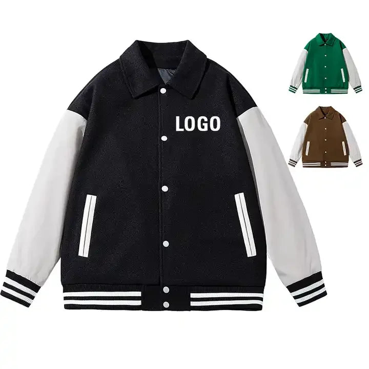 Fengway Custom Logo Embroidery Luxury Wool Men's Jacket for Basketball Baseball Winter Varsity Jacket Cotton Letterman Design