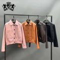Janefur Sheepskin Womens Genuine Leather Jacket Short Baseball Clothing Fashion Leather Jacket