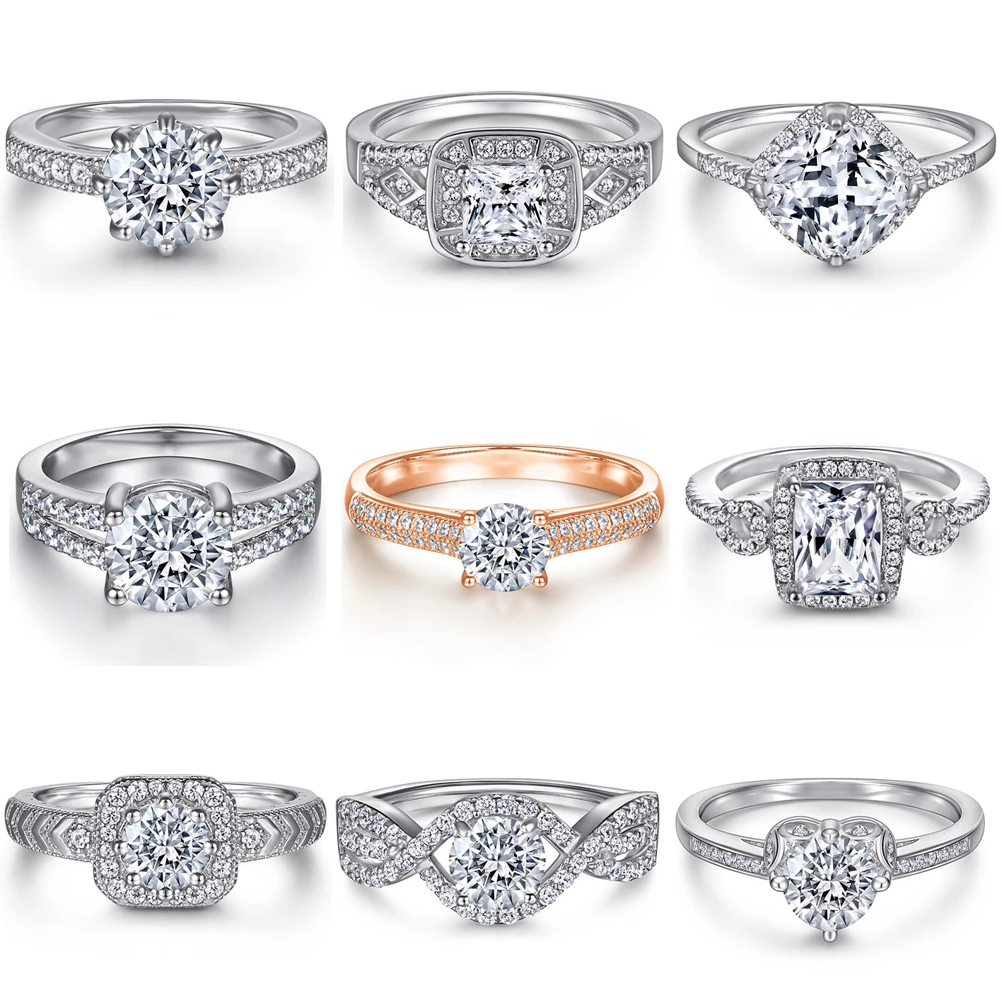 Heart Ring Hot Sale Wedding Band Engagement Silver Jewelry Women 925 Sterling Silver Zirconia Moissanite Rings Wedding Ring