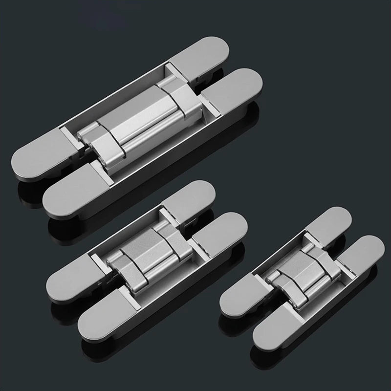 Heavy Duty Concealed Hidden Door Hinge 3D Adjustable Zinc Alloy Black Wooden Doors 40kg Capacity Soft Closing Invisible