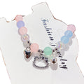 Fashion Beaded Bracelet Cute Kitty Bell Heart Pendant Handmade Bracelet for Children Students