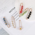 Women's Fashion Double Faux Pearl Brooches Crystal Safety Pins for Wedding/Party Sweater Shawl Clip Waist Pants Extender Pearl
