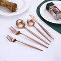 5-Piece Stainless Steel Vintage Flatware Set for Wedding Back to School Matte Rose Gold Royal Cutlery Home Use Unique Style